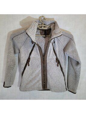 Kuhl Flight Fleece Jacket Womens S Gray Sherpa Full Zip Thumb Holes Pockets